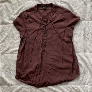Burgundy Express Lace Up Top